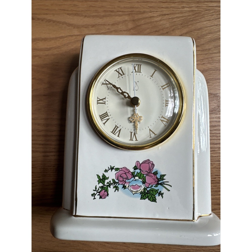 Paul Sebastian Mantel Clock‎ PS 1996 Limited Ed  Floral Porcelain Ceramic  VTG